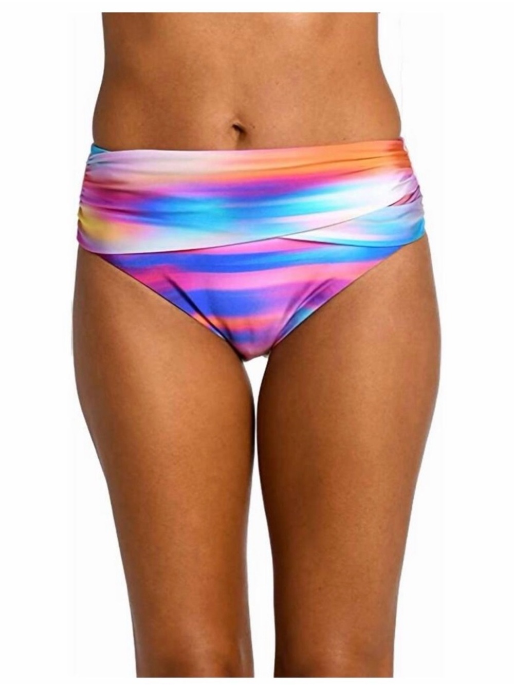 La Blanca Womens Island Goddess Mid Waist Sash Band Swimsuit Bottom